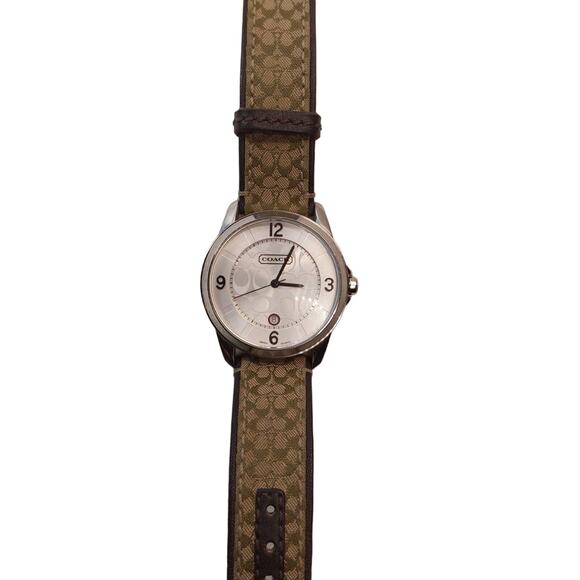 Coach Signature Leather Belt Quartz Analog Watch Genuine New Battery - Picture 3 of 6